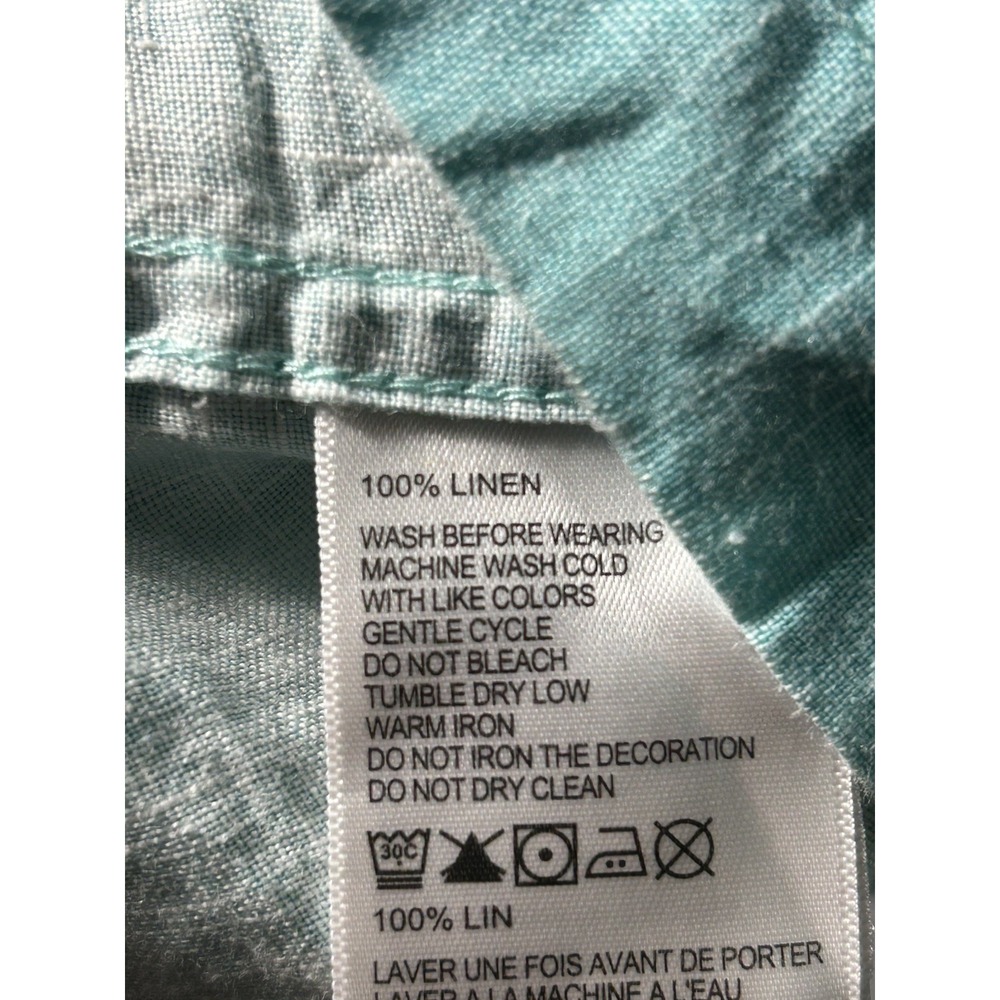 Tommy Bahama Men's 100% Linen Button Front Shirt Aqua Blue XXL Island Casual - Picture 4 of 7